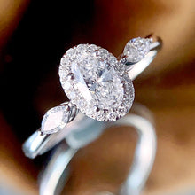 Load image into Gallery viewer, LUOWEND 18K White Gold Real Natural Diamond Ring for Women