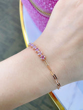 Load image into Gallery viewer, LUOWEND 18K Yellow Gold Fine Jewelry Natural Pink Sapphire Bracelet for Women