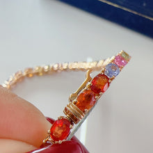 Load image into Gallery viewer, LUOWEND 18K Yellow Gold Natural Color Sapphire Bracelet for Women