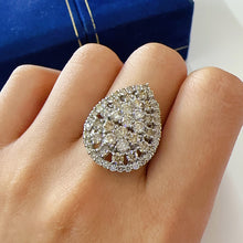 Load image into Gallery viewer, LUOWEND 18K White or Yellow Gold Natural Diamond Ring for Women