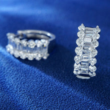 Load image into Gallery viewer, LUOWEND 18K White Gold Real Natural Diamond Hoop Earrings for Women