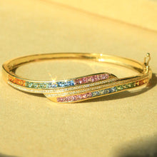 Load image into Gallery viewer, LUOWEND 18K Gold Real Natural Aquamarine and Diamond Gemstone Bracelet for Women