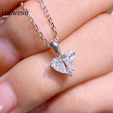 Load image into Gallery viewer, LUOWEND 18K White Gold Real Natural Diamond Pendant Necklace for Women