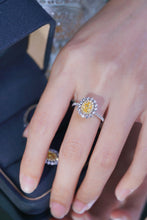 Load image into Gallery viewer, LUOWEND 18K White Gold Natural Yellow Diamond Ring for Women