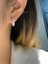 Load image into Gallery viewer, LUOWEND 18K White or Yellow Gold Natural Diamond Hoop Earrings for Women