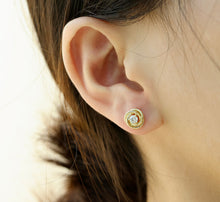 Load image into Gallery viewer, LUOWEND 18K Rose/White/Yellow Gold Real Natural Diamond Earrings for Women