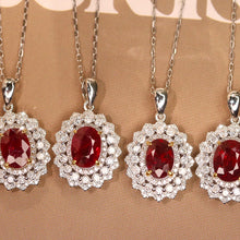 Load image into Gallery viewer, LUOWEND 18K White and Yellow Gold Real Natural Ruby and Diamond Gemstone Necklace for Women