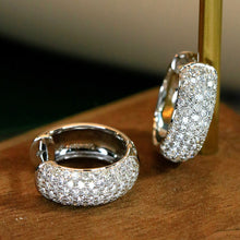 Load image into Gallery viewer, LUOWEND 18K White Gold Real Natural Diamond Hoop Earrings for Women