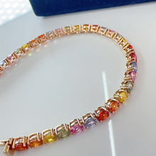 Load image into Gallery viewer, LUOWEND 18K Yellow Gold Natural Color Sapphire Bracelet for Women
