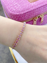 Load image into Gallery viewer, LUOWEND 18K Yellow Gold Fine Jewelry Natural Pink Sapphire Bracelet for Women