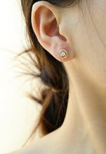 Load image into Gallery viewer, LUOWEND 18K Rose/White/Yellow Gold Real Natural Diamond Earrings for Women