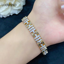 Load image into Gallery viewer, LUOWEND 18K White and Yellow Gold Real Natural Diamond Bracelet for Women