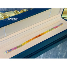 Load image into Gallery viewer, LUOWEND 18K Yellow Gold Natural Color Sapphire Bracelet for Women
