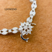 Load image into Gallery viewer, LUOWEND 18K White Gold Real Natural Diamond Necklace for Women