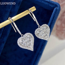 Load image into Gallery viewer, LUOWEND 18K White Gold Real Natural Diamond Drop Earrings for Women