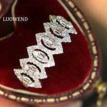 Load image into Gallery viewer, LUOWEND 18K White Gold Natural Diamond Ring for Women