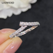 Load image into Gallery viewer, LUOWEND 18K White Gold Real Natural Diamond Ring for Women