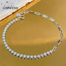 Load image into Gallery viewer, LUOWEND 18K White/Yellow/Rose Gold Fine Jewelry Real Natural Diamond Bracelet for Women