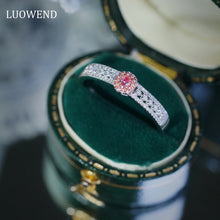 Load image into Gallery viewer, LUOWEND 18K White Gold Real Natural Pink Diamond Ring for Women