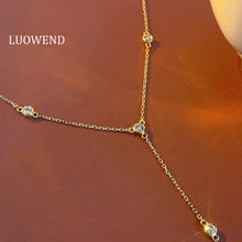 Load image into Gallery viewer, LUOWEND 18K Yellow Gold Real Natural Diamond Necklace for Women