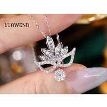 Load image into Gallery viewer, LUOWEND 18K White Gold Real Natural Diamond Pendant Necklace for Women