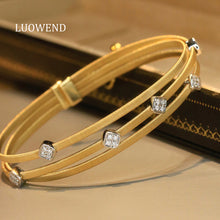Load image into Gallery viewer, LUOWEND 18K Yellow Gold Real Natural Diamond Bangle for Women