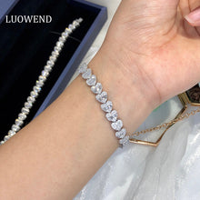Load image into Gallery viewer, LUOWEND 18K White Gold Real Natural Diamond Bracelet for Women