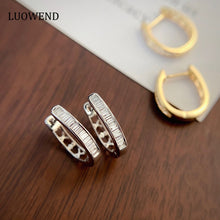 Load image into Gallery viewer, LUOWEND 18K Gold Real Natural Diamond Hoop Earrings for Women