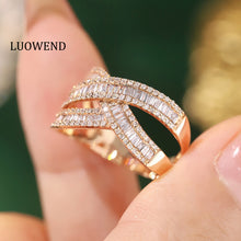 Load image into Gallery viewer, LUOWEND 18K Rose Gold Real Natural Diamond Ring for Women