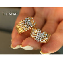 Load image into Gallery viewer, LUOWEND 18K Yellow Gold Natural Diamond Ring for Women