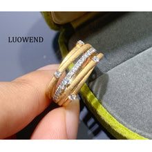 Load image into Gallery viewer, LUOWEND 18K Yellow Gold Natural Diamond Ring for Women