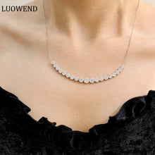 Load image into Gallery viewer, LUOWEND 18K White Gold Real Natural Diamond Necklace for Women