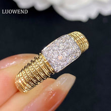 Load image into Gallery viewer, LUOWEND 18K Yellow Gold Real Natural Diamond Ring for Women