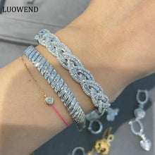 Load image into Gallery viewer, LUOWEND 18K White Gold Real Natural Diamond Bracelet for Women