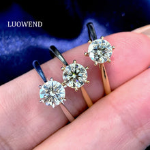 Load image into Gallery viewer, LUOWEND 18K White/Yellow Gold Natural Diamond Ring for Women