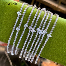 Load image into Gallery viewer, LUOWEND 18K White Gold Natural Diamond Bracelet for Women