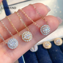 Load image into Gallery viewer, LUOWEND 18K White/Yellow/Rose Gold Natural Diamond Necklace for Women