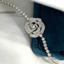 Load image into Gallery viewer, LUOWEND 18K White Gold Real Natural Diamond Bracelet for Women