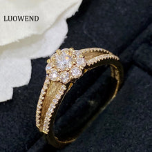 Load image into Gallery viewer, LUOWEND 18K Yellow Gold Real Natural Diamond Ring for Women