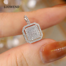 Load image into Gallery viewer, LUOWEND 18K White Gold Real Natural Diamond Pendant Necklace for Women