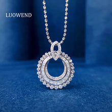 Load image into Gallery viewer, LUOWEND 18K White Gold Necklace Real Natural Diamond Pendant Necklace for Women
