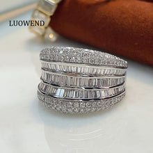Load image into Gallery viewer, LUOWEND 18K White Gold Fine Jewelry Real Natural Diamond Ring for Women