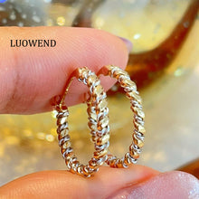 Load image into Gallery viewer, LUOWEND 18K White+Yellow Gold Hoop Earrings for Women