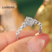 Load image into Gallery viewer, LUOWEND 18K White Gold Real Natural Diamond Ring for Women