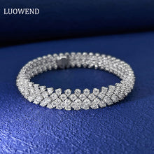 Load image into Gallery viewer, LUOWEND 18K White Gold Real Natural Diamond Bracelet for Women
