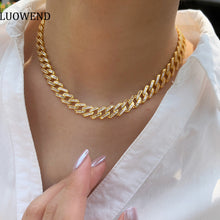 Load image into Gallery viewer, LUOWEND 18K White or Yellow Gold Real Natural Diamond Necklace for Women