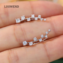 Load image into Gallery viewer, LUOWEND 18K White Gold Real Natural Diamond Stud Earrings for Women