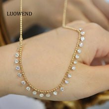 Load image into Gallery viewer, LUOWEND 18K Yellow Gold Diamond Necklace for Women