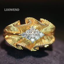 Load image into Gallery viewer, LUOWEND 18K Yellow Gold Fine Jewelry Real Natural Diamond Ring for Women