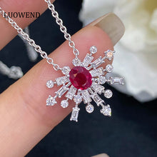 Load image into Gallery viewer, LUOWEND 18K White Gold Real Natural Ruby Gemstone Necklace for Women